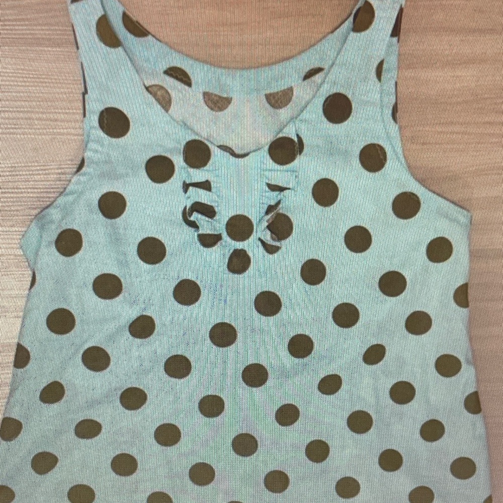 Free People Mint Green Tank with Brown Polka Dots